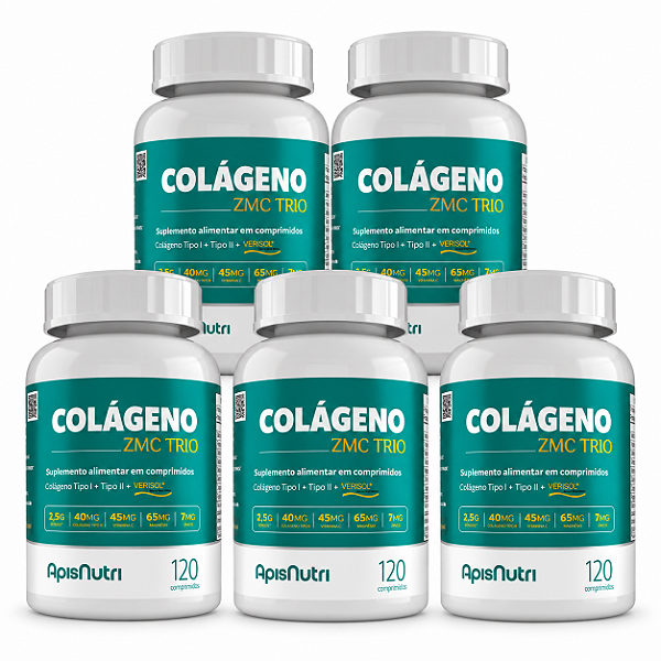 Kit 5 Colágeno ZMC Trio ApisNutri 120 Comprimidos