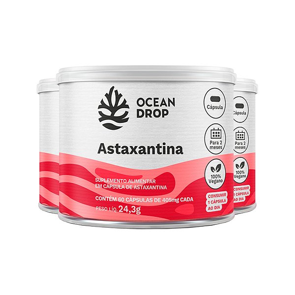 Kit 3 Astaxantina Ocean Drop 60 cápsulas
