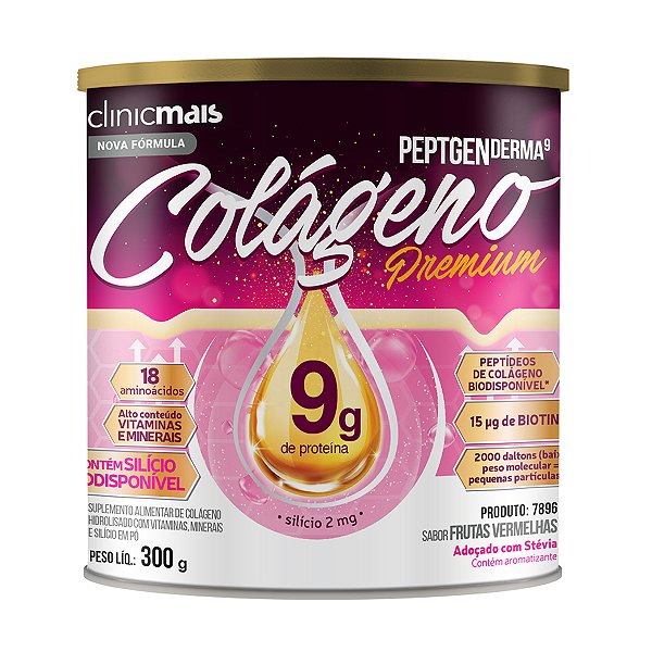 Colágeno Peptgenderma ClinicMais 300g Frutas Vermelhas