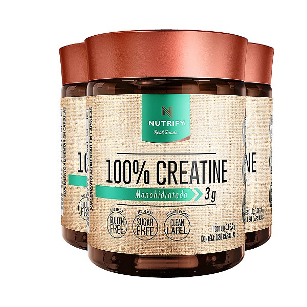 Kit 3 Creatina 100% Creatine Nutrify 120 Cápsulas