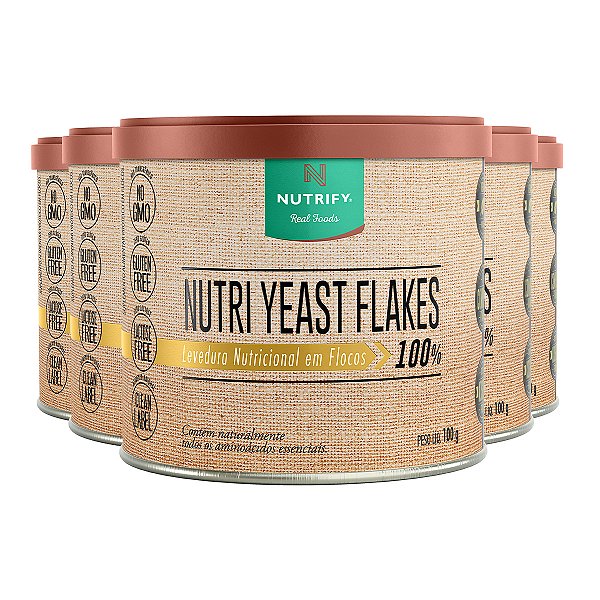 Kit 5 Levedura Nutricional Nutri Yeast Flakes Nutrify 100g