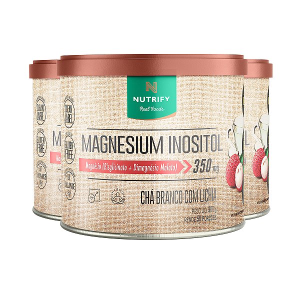 Kit 3 Magnesium Inositol Nutrify 350g Chá Branco com Lichia