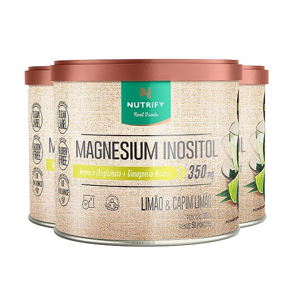 Kit 3 Magnesium Inositol Nutrify 350g Limão e Capim Limão