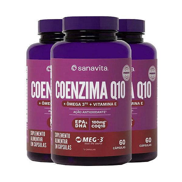 Kit 3 Coenzima Q10 Treinamento 60 Cápsulas