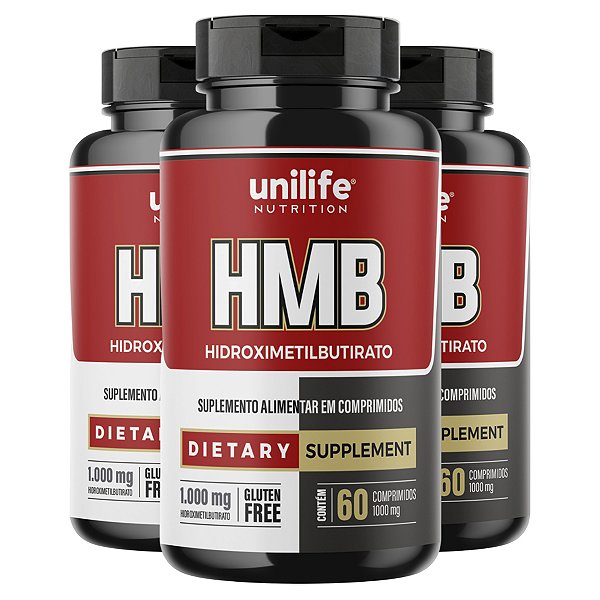 Kit 3 HMB Unilife 60 Comprimidos 1000mg