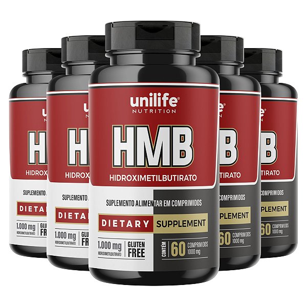 Kit 5 HMB Unilife 60 Comprimidos 1000mg