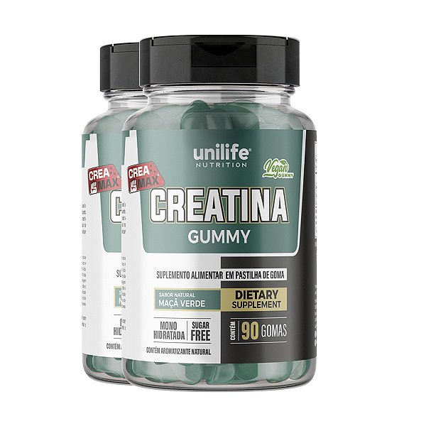 Kit 2 Creatina Gummy Unilife Maça Verde 90 Gomas
