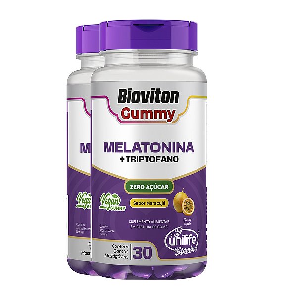 Kit 2 Gummy Melatonina Unilife 30 Gomas Maracujá