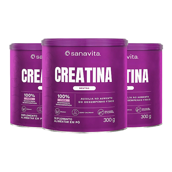 Kit 3 Creatina Treinamento Sanavita Neutro 300g