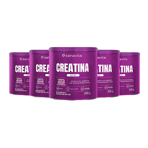 Kit 5 Creatina Treinamento Sanavita Neutro 300g