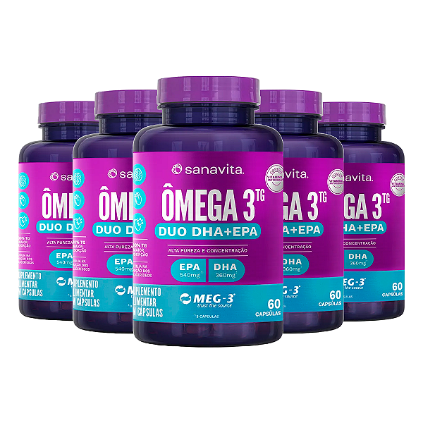 Kit 5 Ômega 3TG Treinamento Sanavita 60 Cápsulas