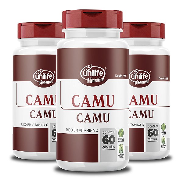 Kit 3 Camu Camu 500mg Vitamina C Unilife 60 Cápsulas