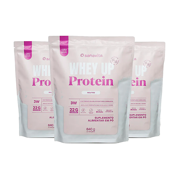 Kit 3 Whey Up Protein Treinamento Neutro 840g