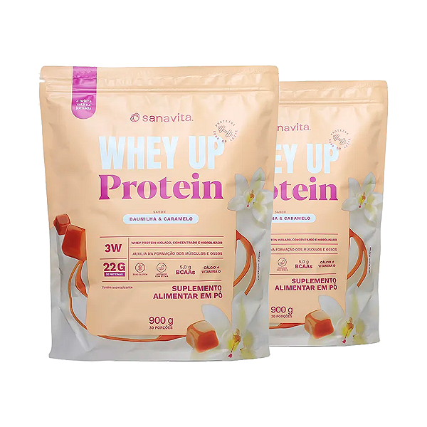 Kit 2 Whey Up Protein Treinamento Baunilha e Caramelo 900g