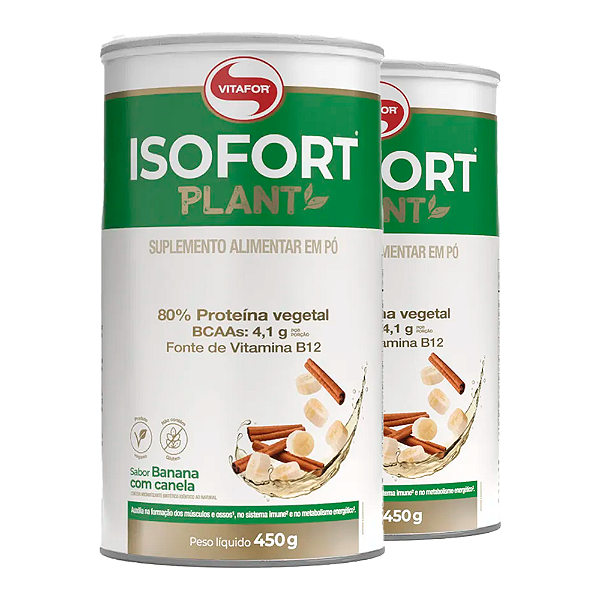 Kit 2 Isofort Plant Vitafor 450g Banana com Canela