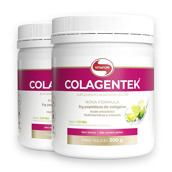 Kit 2 Colágeno hidrolisado Colagentek Vitafor limão 300g