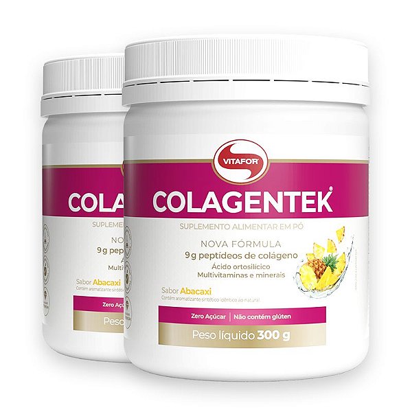 Kit 2 Colágeno Hidrolisado Colagentek Vitafor 300g Abacaxi