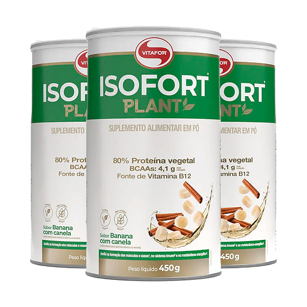 Kit 3 Isofort Plant Vitafor 450g Banana com Canela