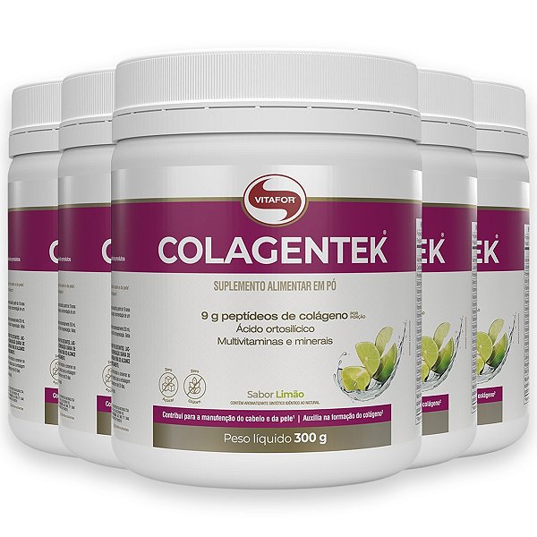 Kit 5 Colagentek Vitafor 300g Limão