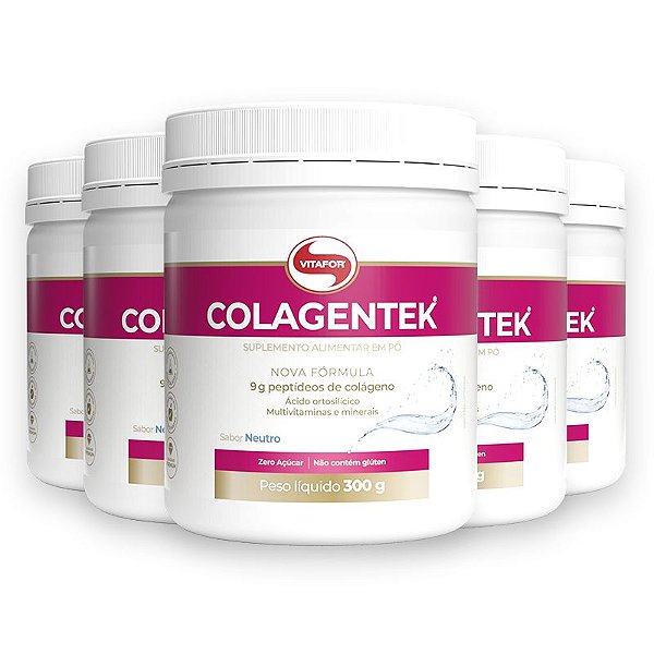Kit 5 Colágeno hidrolisado Colagentek Vitafor neutro 300g