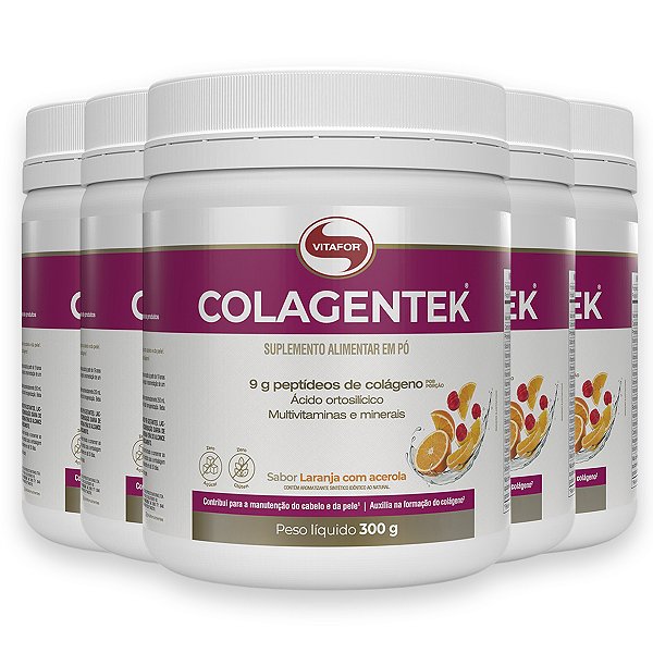 Kit 5 Colagentek Vitafor 300g Laranja com Acerola