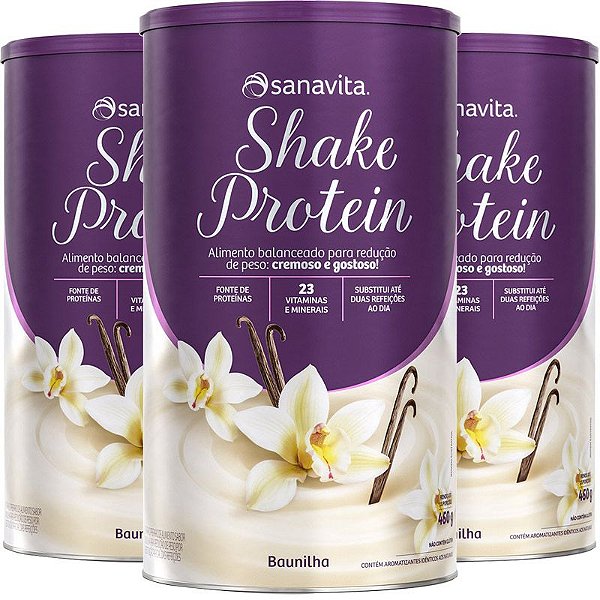 Kit 3 Shake Protein Baunilha Sanavita 450g