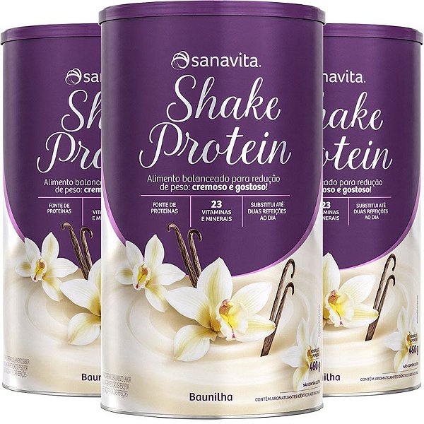 Kit 3 Shake Substituto de refeição Sanavita 450g Baunilha