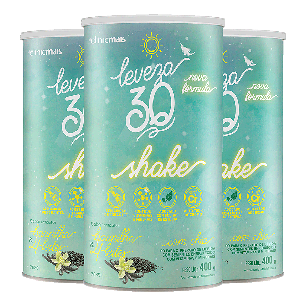 Kit 3 Shake Leveza 30 Clinicmais Baunilha e 4 Leites 400g