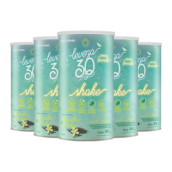 Kit 5 Shake Leveza 30 Clinicmais Baunilha e 4 Leites 400g