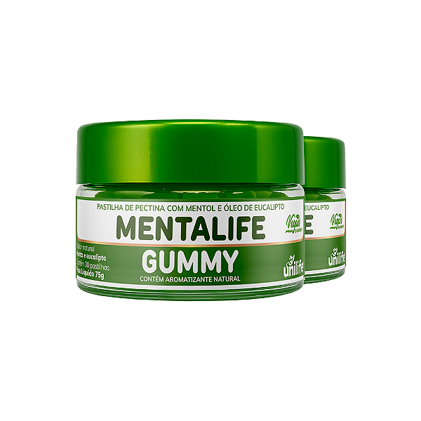 Kit 2 Mentalife Gummy Unilfe Menta e Eucalipto 30 gomas