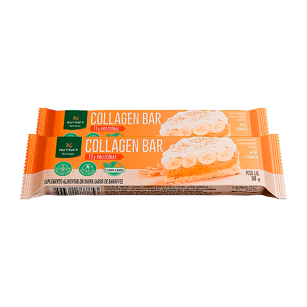 Kit 2 Collagen Bar Nutrify Barra de proteína Banoffe 50g