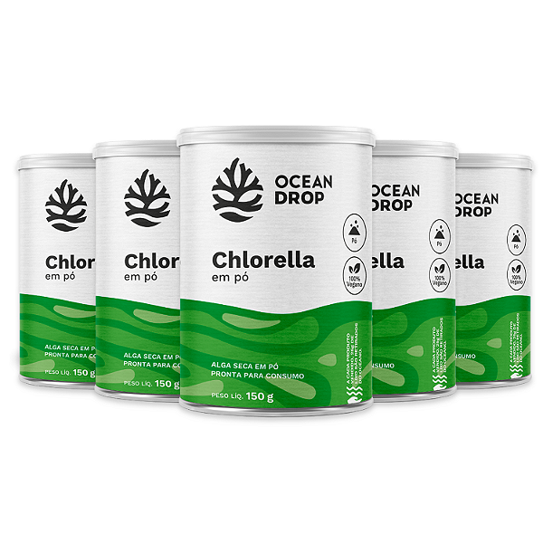 Kit 5 Chlorella Ocean Drop 150g Vegano
