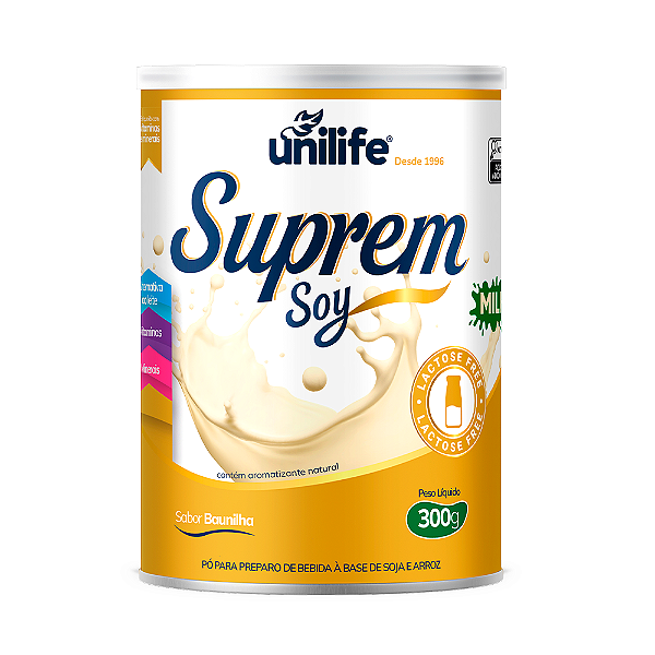 Kit 2 Suprem Soy Unilife Bebida de Soja Sabor Baunilha 300g