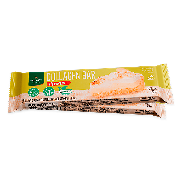 Kit 2 Collagen Bar Nutrify Barra Proteína Torta Limão 50g