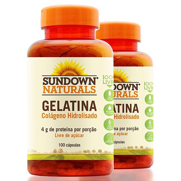 Kit 2 Colágeno Gelatina 4g Sundown 100 cápsulas Edin
