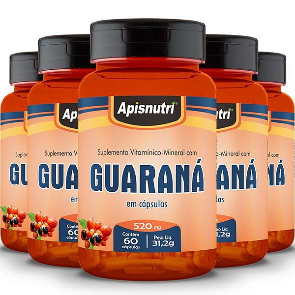 Kit 5 Guaraná Apisnutri 60 cápsulas