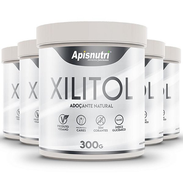 Kit 5 Xylitol adoçante natural Apisnutri 300g