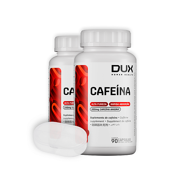 Kit 2 Cafeína Dux Sem Sabor 90 Cápsulas + Porta Cápsulas