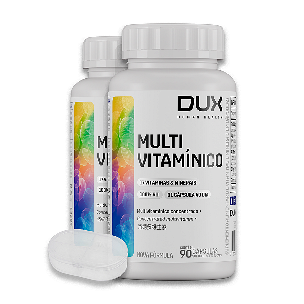 Kit 2 Multivitamínico Dux Esportivo Sem Sabor 90 Cápsulas + Porta Cápsulas