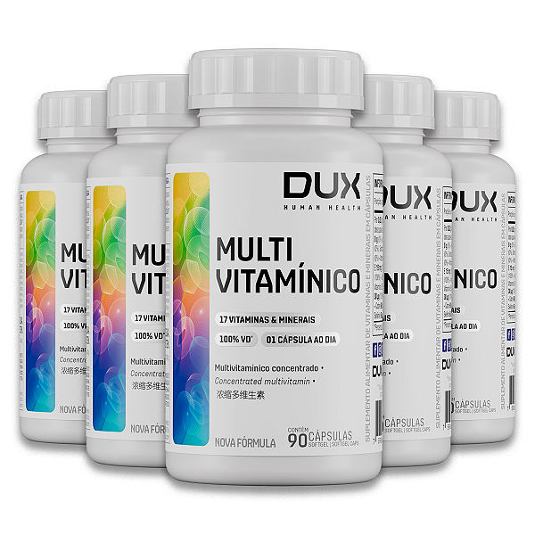 Kit 5 Multivitamínico Esportivo Dux 90 Cápsulas Sem Sabor