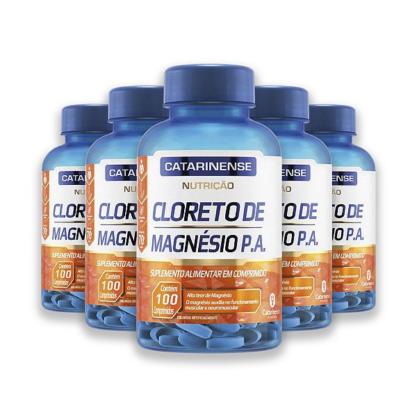 Kit 5 Cloreto de Magnésio Catarinense 100 Comprimidos