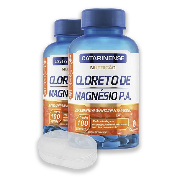 Kit 2 Cloreto de Magnésio Catarinense 100 Comprimidos + Porta Cápsulas