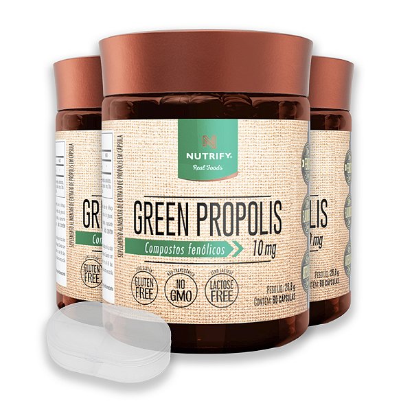 Kit 3 Green Propolis Nutrify 60 Cápsulas + Porta Cápsulas