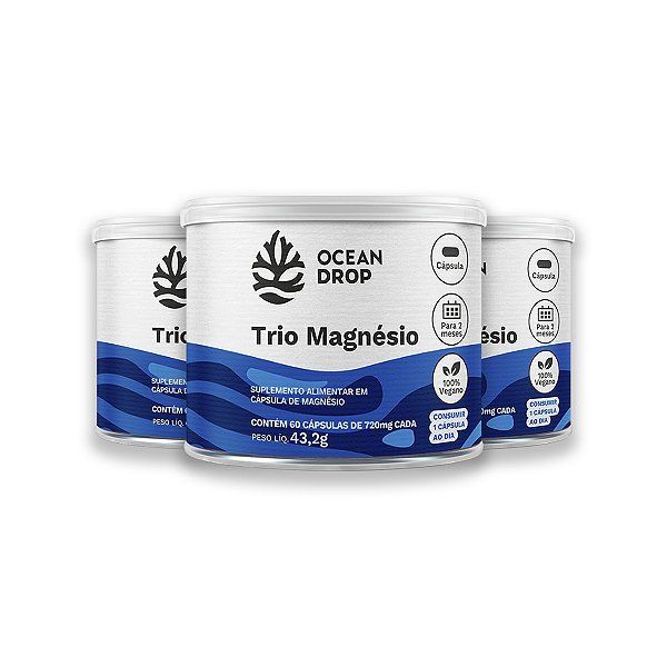 Kit 3 Trio Magnésio 60 Cápsulas Ocean Drop