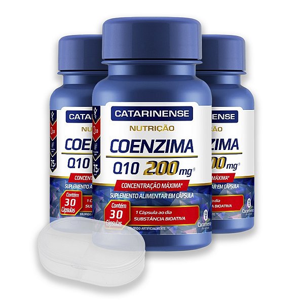 Kit 3 Coenzima Q10 200mg Catarinense 30 Cápsulas + Porta Cápsulas