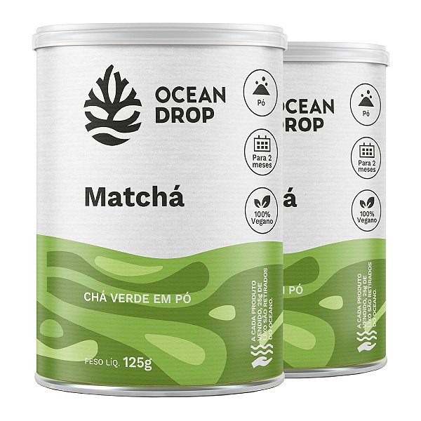 Kit 2 Matchá em pó Chá Verde Ocean Drop Vegano 125g