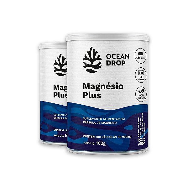 Kit 2 Magnésio Plus 4 magnésios Ocean Drop Vegano 180 Cápsulas