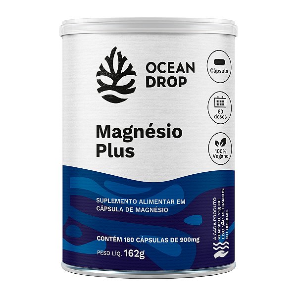 Magnésio Plus 4 magnésios Ocean Drop Vegano 180 Cápsulas