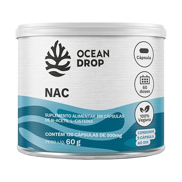 NAC Acetilcisteína Ocean Drop Vegano 120 Cápsulas