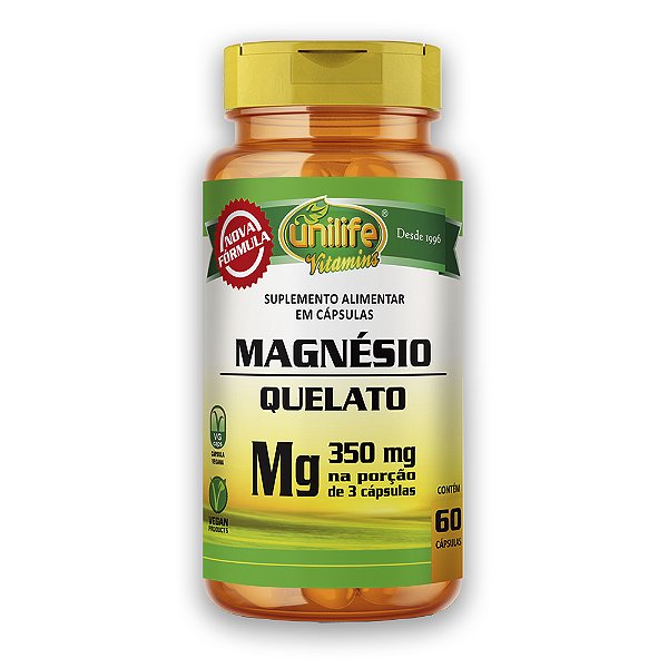 Magnésio Quelato Unilife 350mg 60 Cápsulas